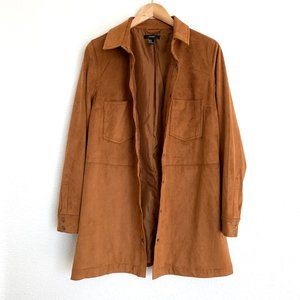 NWOT Forever 21 70's Boho Long Brown Suede Jacket